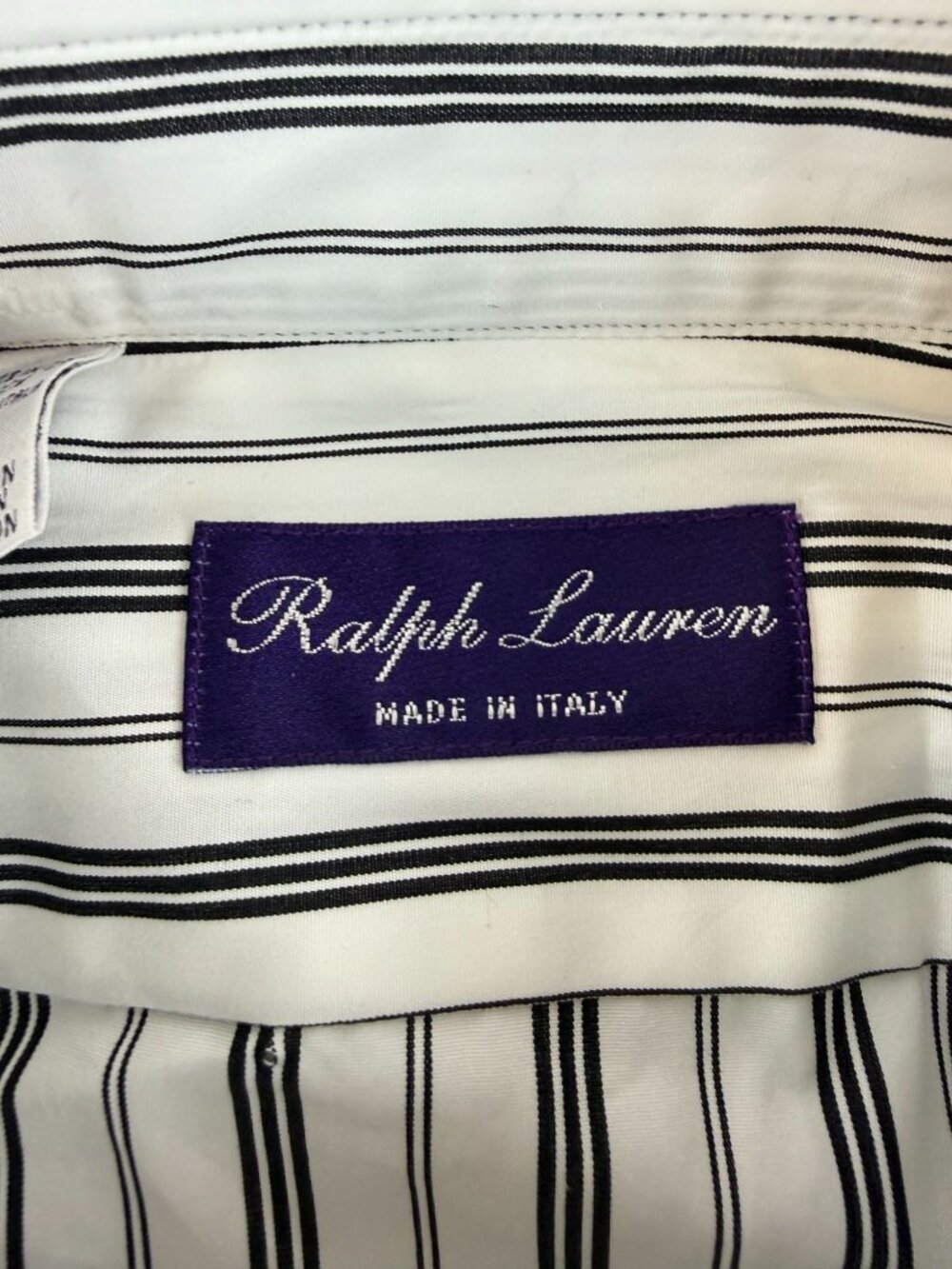 Ralph Lauren Purple Label Men's Striped Black/White Dress Shirt Sz 16 Made In It - Picture 3 of 6